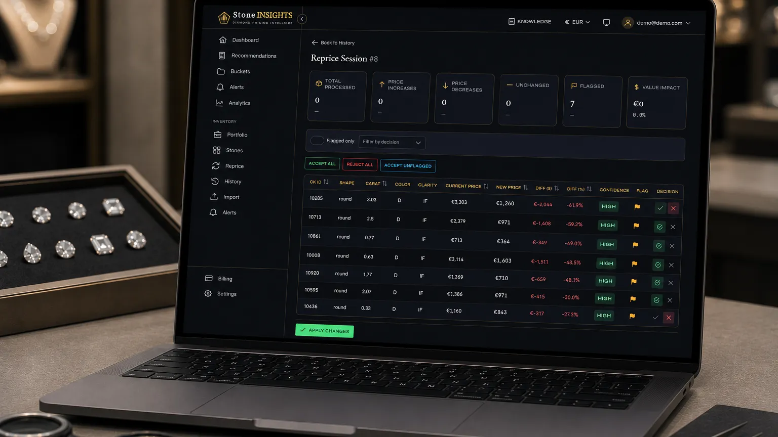How to reprice diamond inventory without losing margin